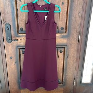 NWT Ann Taylor Maroon Fit & Flare Midi Dress 4